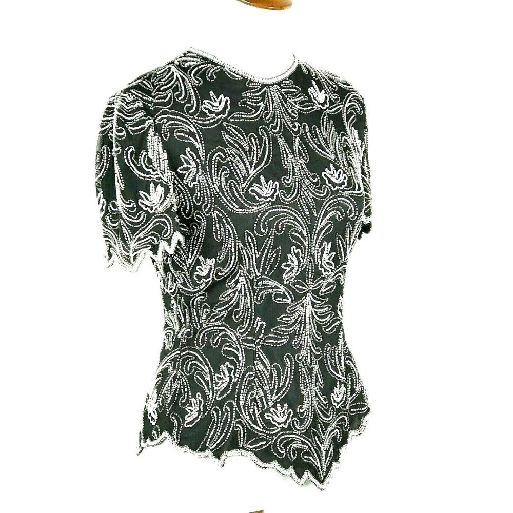 Stenay Silk Top Fully Beaded Dressy Asym Zigzag